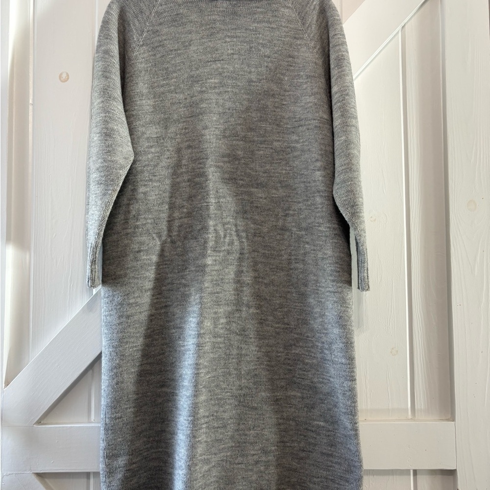 Vintage May Claire Wool Orlon Blend Gray Knit Button-Up Cardigan Duster Coat M - Picture 4 of 7